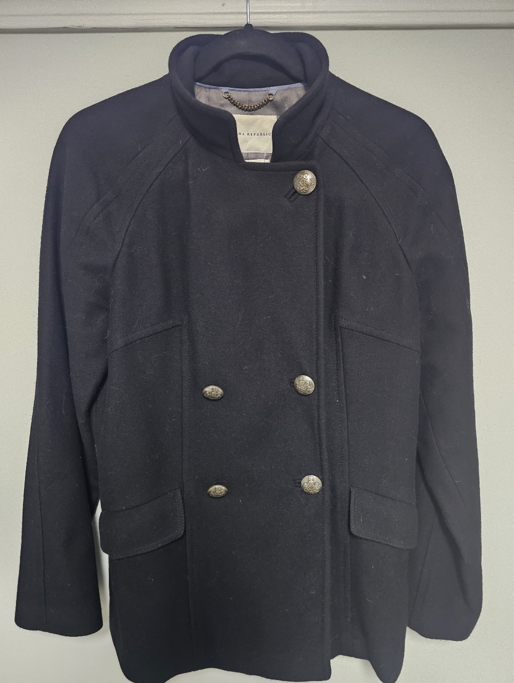 Banana Republic Black Double-Breasted Peacoat Size Medium ,Black